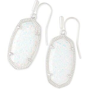 Kendra Scott Dani Drop Earrings Rhodium Plated Brass Ivory Mother of Pearl